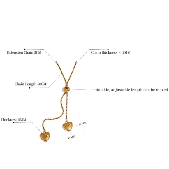 Heart Long Pendant Pull-Out Necklace - Picture 7 of 9